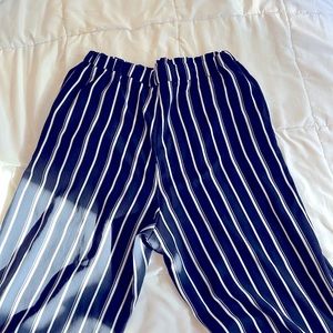 High rise striped culottes navy blue/white stripes